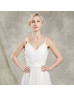 Spaghetti Straps V Neck Ivory Lace Tulle V Back Wedding Dress